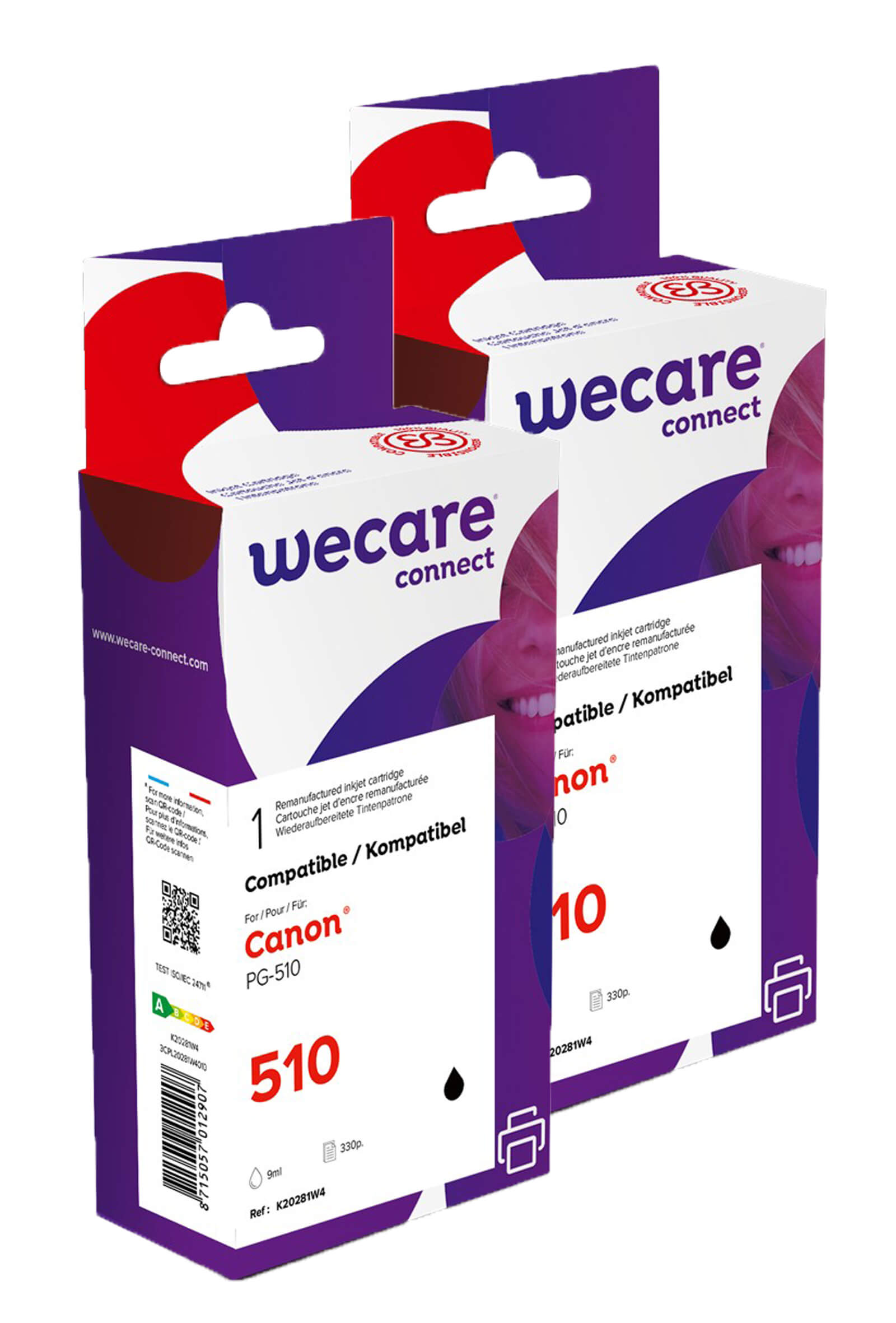 WECARE ARMOR sada ink kompatibilní s CANON PG-510, 2x9ml, černá/black