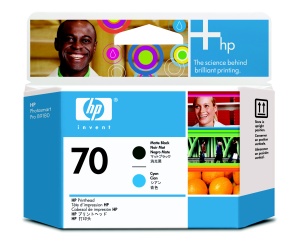 HP no 70 černá a azurová tisková hlava, C9404A