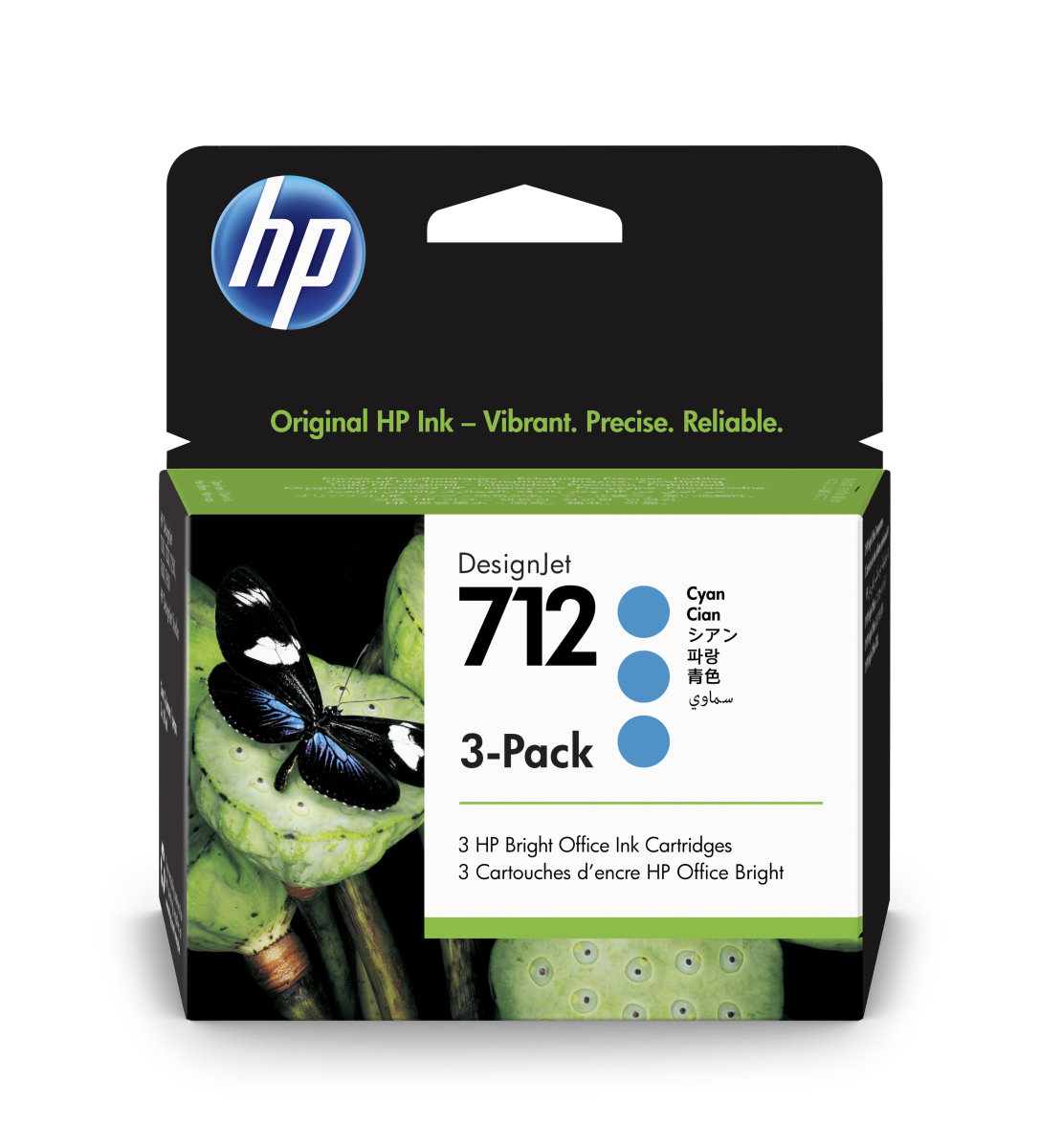 HP 712 Ink. náplň azurová, trojbalení, 3ED77A