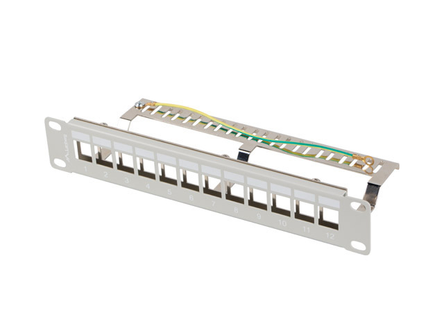 LANBERG PATCH PANEL 12 PORTŮ 1U 19'' FTP PRO MODULY KEYSTONE ŠEDÝ V2