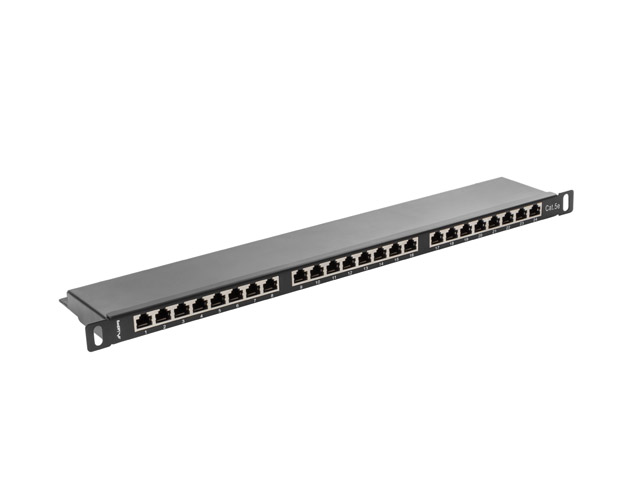 LANBERG PATCH PANEL 24 PORTŮ 0,5U 19'' CAT.5E FTP STÍNĚNÝ ČERNÝ