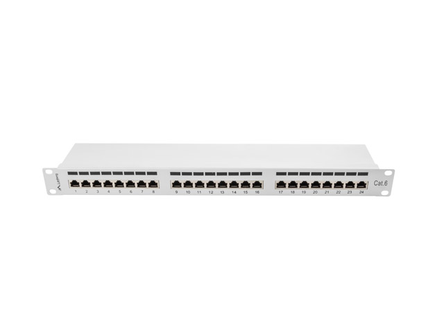 LANBERG PATCH PANEL 24 PORTŮ 1U 19'' CAT.6 FTP STÍNĚNÝ ŠEDÝ