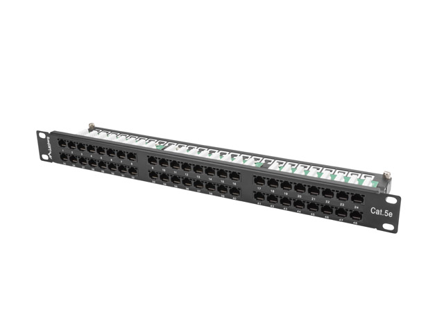 LANBERG PATCH PANEL 48 PORTŮ 1U 19'' CAT.5E UTP ČERNÝ