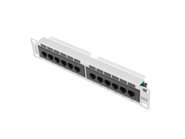 LANBERG PATCH PANEL 12PORT 1U 10'' CAT.6 UTP ŠEDÝ