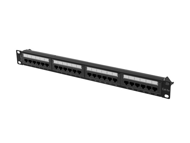 LANBERG PATCH PANEL 24 PORTŮ 1U 19'' CAT.6A UTP ČERNÝ