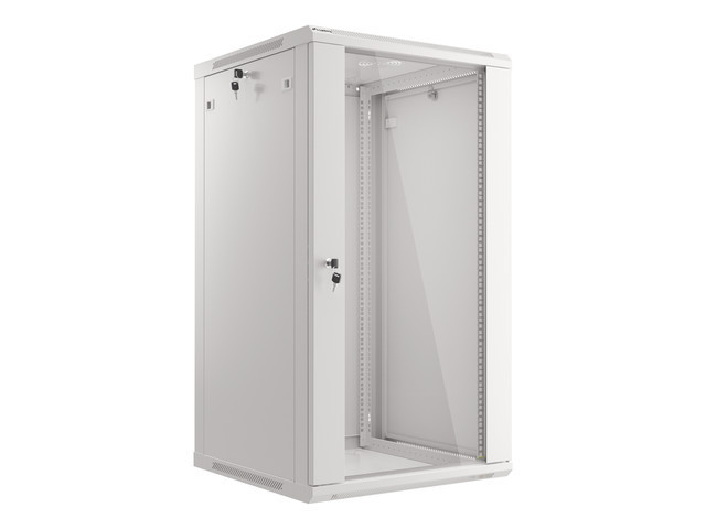 LANBERG 19'' RACKOVÁ SKŘÍŇ PRO MONTÁŽ NA STĚNU 22U/600X600 (FLAT PACK) S PROSKLENÝMI DVEŘMI ŠEDÁ V2