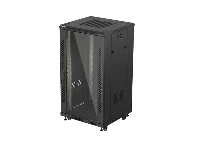 LANBERG INSTALAČNÍ SKŘÍŇOVÝ ROZVADĚČ 19'' 22U 600X600 ČERNÉ SKLENĚNÉ DVEŘE (PLOCHÉ BALENÍ)