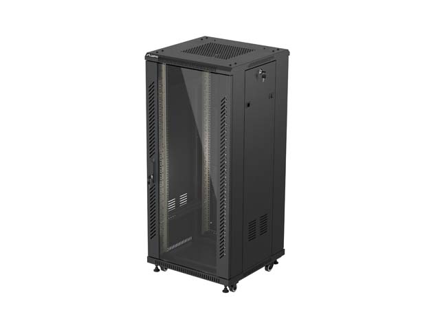 LANBERG 19'' VOLNĚ STOJÍCÍ RACKOVÁ SKŘÍŇ 27U/600X600 (FLAT PACK) S PROSKLENÝMI DVEŘMI ČERNÁ