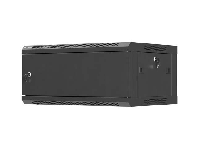 LANBERG  NÁSTĚNNÁ INSTALAČNÍ SKŘÍŇ 19'' 4U 600X450 ČERNÉ KOVOVÉ DVEŘE (PLOCHÉ BALENÍ)