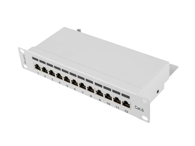 PATCH PANEL 12PORT 1U 10'' CAT.6 FTP STÍNĚNÝ ŠEDÝ LANBERG