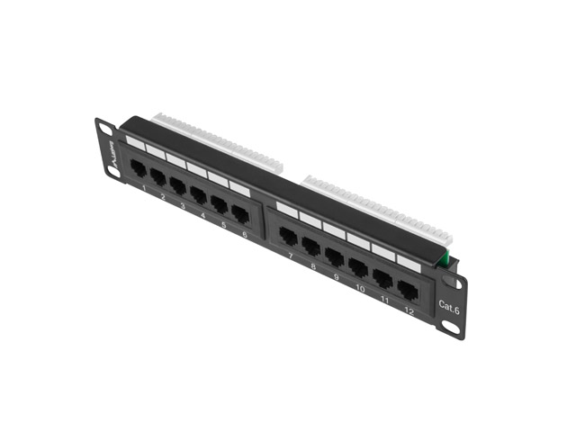 PATCH PANEL 12PORT 1U 10'' CAT.6 UTP ČERNÝ LANBERG