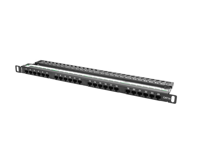 PATCH PANEL 24 PORTŮ 0,5U 19'' CAT.5E UTP ČERNÝ LANBERG