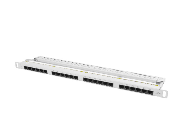PATCH PANEL 24 PORTŮ 0,5U 19'' CAT.6 UTP ŠEDÝ LANBERG