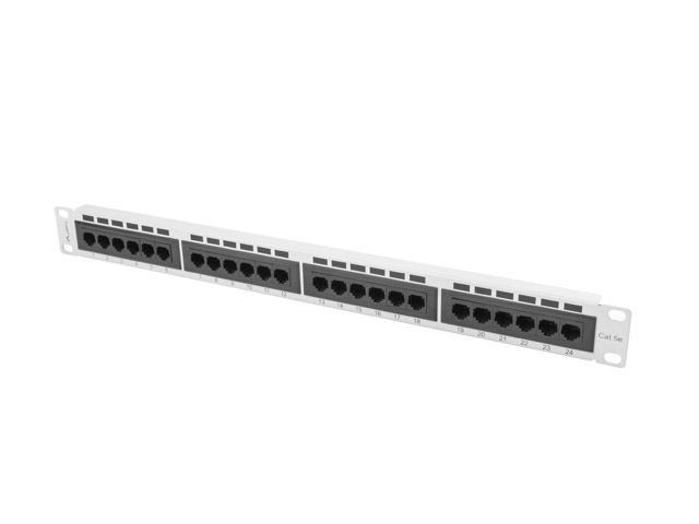 PATCH PANEL 24 PORTŮ 1U 19'' CAT.5E FTP STÍNĚNÝ ŠEDÝ LANBERG