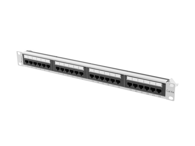 PATCH PANEL 24 PORTŮ 1U 19'' CAT.6A UTP ŠEDÝ LANBERG