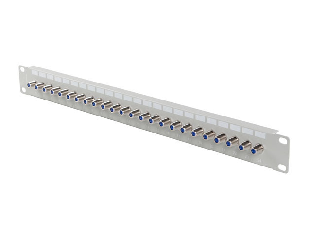 PATCH PANEL 24 PORTŮ 1U S KONEKTOREM TYPU F ŠEDÝ LANBERG