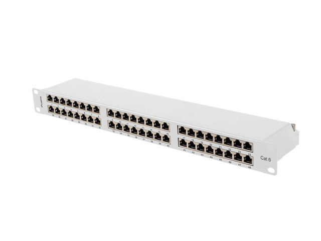 PATCH PANEL 48 PORTŮ 1U 19'' CAT.6 FTP STÍNĚNÝ ŠEDÝ LANBERG