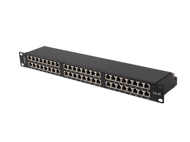 PATCH PANEL 48 PORTŮ 1U 19'' CAT.6A FTP STÍNĚNÝ ČERNÝ LANBERG