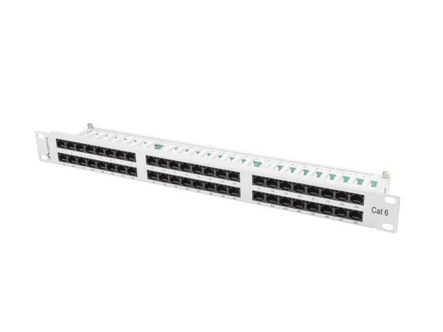 PATCH PANEL 48 PORTŮ 1U 19'' CAT.6 UTP ŠEDÝ LANBERG