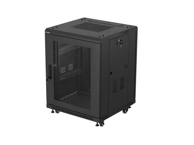 INSTALAČNÍ ROZVADĚČ 19'' 15U 600X600 ČERNÉ PERFOROVANÉ DVEŘE LANBERG (PLOCHÉ BALENÍ)