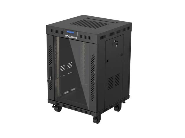19'' VOLNĚ STOJÍCÍ RACKOVÁ SKŘÍŇ 15U/600X600 (FLAT PACK) S PROSKLENÝMI DVEŘMI LCD ČERNÁ LANBERG V2
