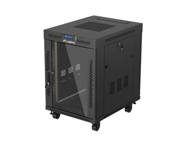 19'' VOLNĚ STOJÍCÍ RACKOVÁ SKŘÍŇ 15U/600X800 (FLAT PACK) S PROSKLENÝMI DVEŘMI LCD ČERNÁ LANBERG V2