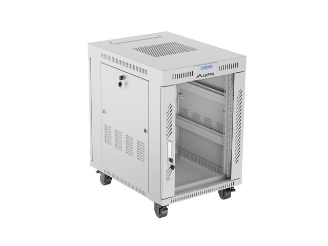 19'' VOLNĚ STOJÍCÍ RACKOVÁ SKŘÍŇ 15U 600X800 ŠEDÉ SKLENĚNÉ DVEŘE LCD LANBERG (FLAT PACK) V2