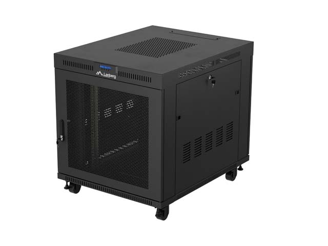 19'' VOLNĚ STOJÍCÍ RACKOVÁ SKŘÍŇ 15U/800X1000 (FLAT PACK) ČERNÁ S PROSKLENÝMI DVEŘMI LCD LANBERG V2