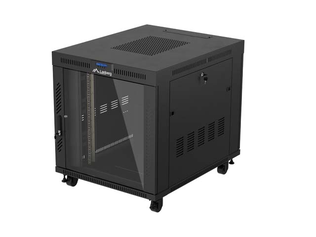 19'' VOLNĚ STOJÍCÍ RACKOVÁ SKŘÍŇ 15U/800X1000 (FLAT PACK) S PROSKLENÝMI DVEŘMI LCD ČERNÁ LANBERG V2