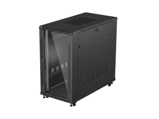 19'' VOLNĚ STOJÍCÍ RACKOVÁ SKŘÍŇ 22U 600X1200 ČERNÉ SKLENĚNÉ DVEŘE LANBERG (PLOCHÉ BALENÍ)