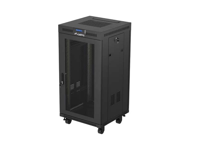 19'' VOLNĚ STOJÍCÍ RACKOVÁ SKŘÍŇ 22U/600X600 (FLAT PACK) SE SÍŤOVÝMI DVEŘMI LCD ČERNÁ LANBERG V2