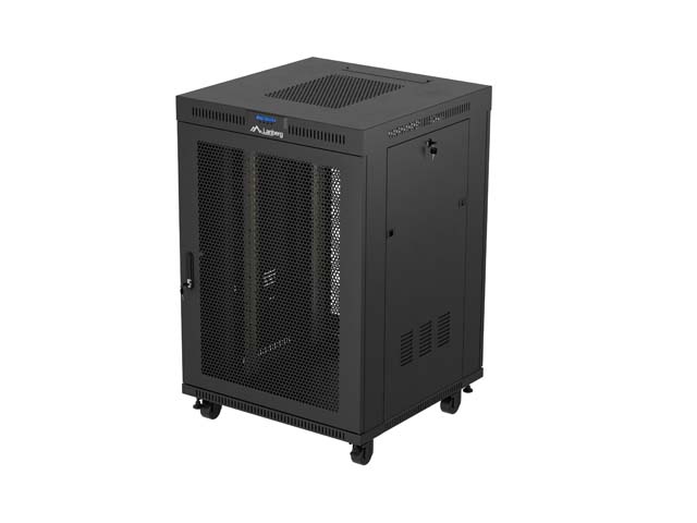 19'' VOLNĚ STOJÍCÍ RACKOVÁ SKŘÍŇ 22U/800X800 (FLAT PACK) ČERNÁ S PROSKLENÝMI DVEŘMI LCD LANBERG V2