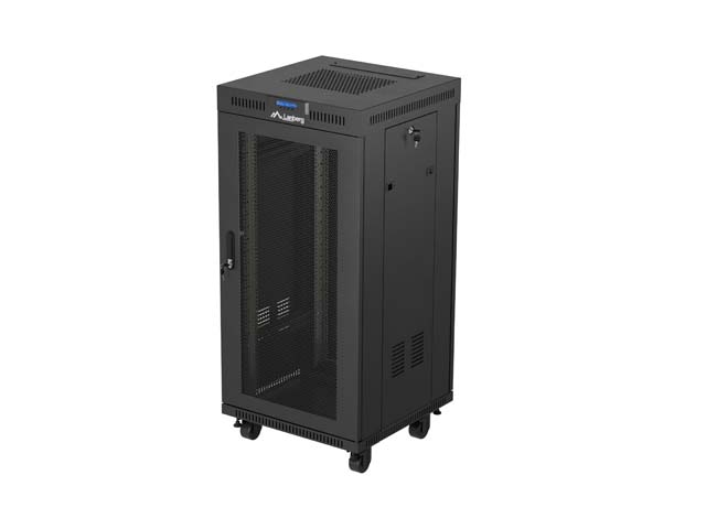 19'' VOLNĚ STOJÍCÍ RACKOVÁ SKŘÍŇ 24U 600X600 ČERNÁ S PERFOROVANÝMI DVEŘMI LANBERG (FLAT PACK) V2