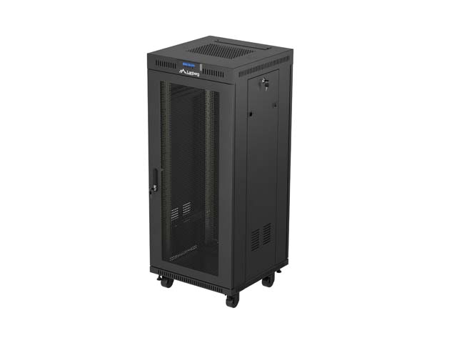 19'' VOLNĚ STOJÍCÍ RACKOVÁ SKŘÍŇ 27U/600X600 (FLAT PACK) SE SÍŤOVANÝMI DVEŘMI LCD ČERNÁ LANBERG V2