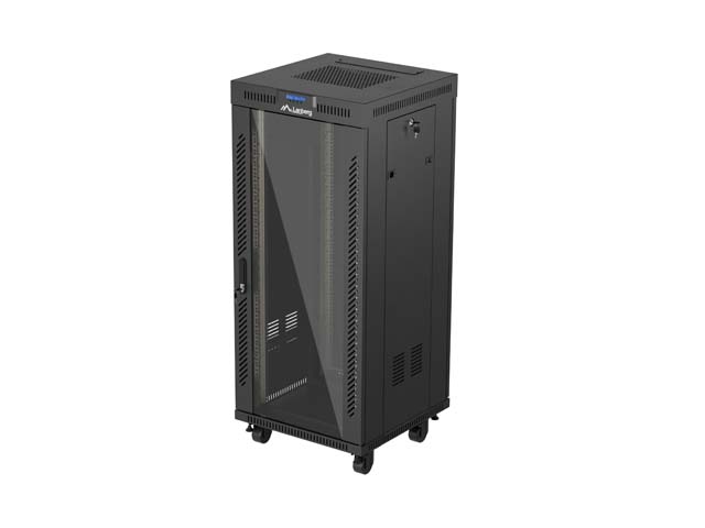 19'' VOLNĚ STOJÍCÍ RACKOVÁ SKŘÍŇ 27U/600X600 (FLAT PACK) S PROSKLENÝMI DVEŘMI LCD ČERNÁ LANBERG V2