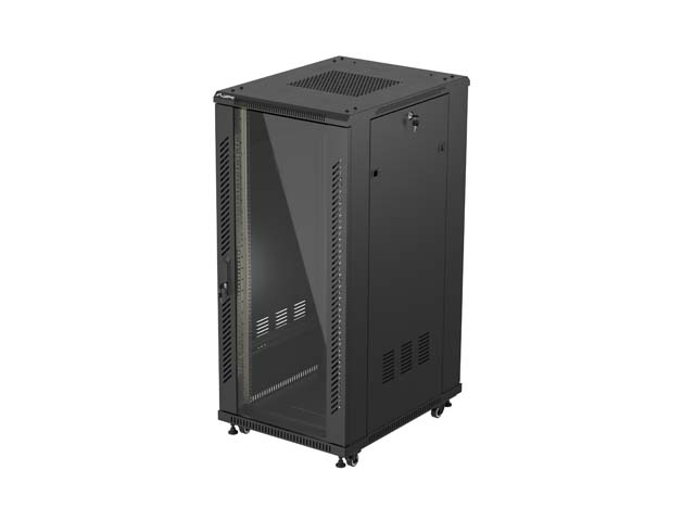 19'' VOLNĚ STOJÍCÍ RACKOVÁ SKŘÍŇ 27U/600X800 (FLAT PACK) S PROSKLENÝMI DVEŘMI ČERNÁ LANBERG
