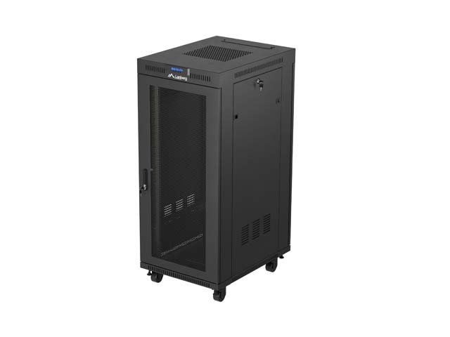 19'' VOLNĚ STOJÍCÍ RACKOVÁ SKŘÍŇ 27U/600X800 (FLAT PACK) SE SÍŤOVÝMI DVEŘMI LCD ČERNÁ LANBERG V2