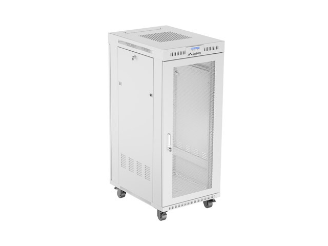 19'' VOLNĚ STOJÍCÍ RACKOVÁ SKŘÍŇ 27U 600X800 ŠEDÁ LCD S PERFOROVANÝMI DVEŘMI LANBERG (PLOCHÉ BALENÍ)