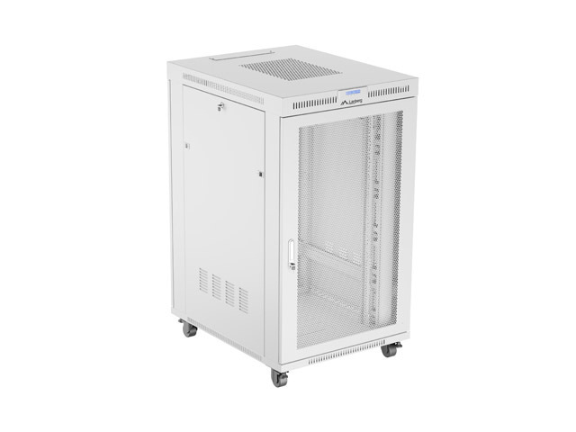 19'' VOLNĚ STOJÍCÍ RACKOVÁ SKŘÍŇ 27U 800X1000 ŠEDÁ LCD S PERFOROVANÝMI DVEŘMI LANBERG (PLOCHÉ BALENÍ)