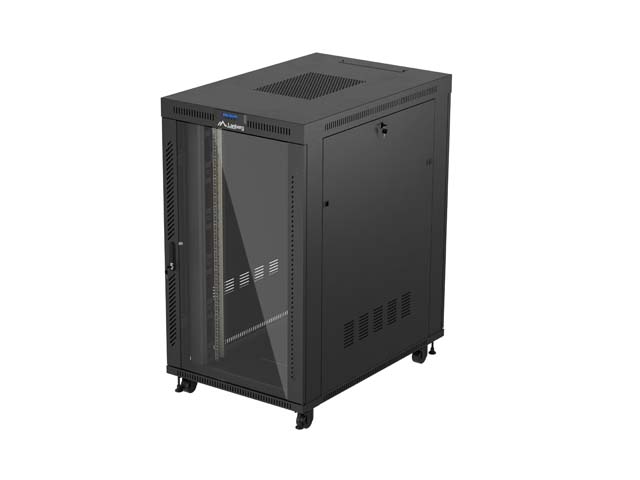 19'' VOLNĚ STOJÍCÍ RACKOVÁ SKŘÍŇ 27U/800X1200 (FLAT PACK) S PROSKLENÝMI DVEŘMI LCD ČERNÁ LANBERG