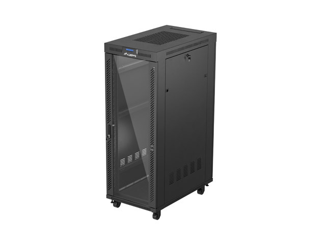 19'' VOLNĚ STOJÍCÍ RACKOVÁ SKŘÍŇ 32U 600X1000 ČERNÝ LANBERG LCD SKLENĚNÉ DVEŘE (PLOCHÉ BALENÍ)