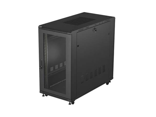 19'' VOLNĚ STOJÍCÍ RACKOVÁ SKŘÍŇ 22U 600X1200 ČERNÉ PERFOROVANÉ DVEŘE LANBERG (PLOCHÉ BALENÍ)