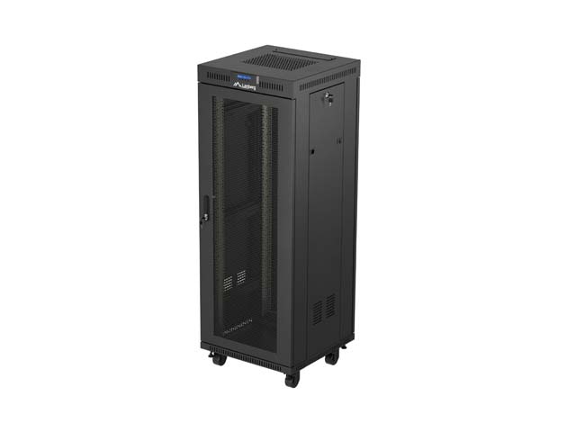 19'' VOLNĚ STOJÍCÍ RACKOVÁ SKŘÍŇ 32U 600X600 ČERNÁ LCD S PERFOROVANÝMI DVEŘMI LANBERG (PLOCHÉ BALENÍ)