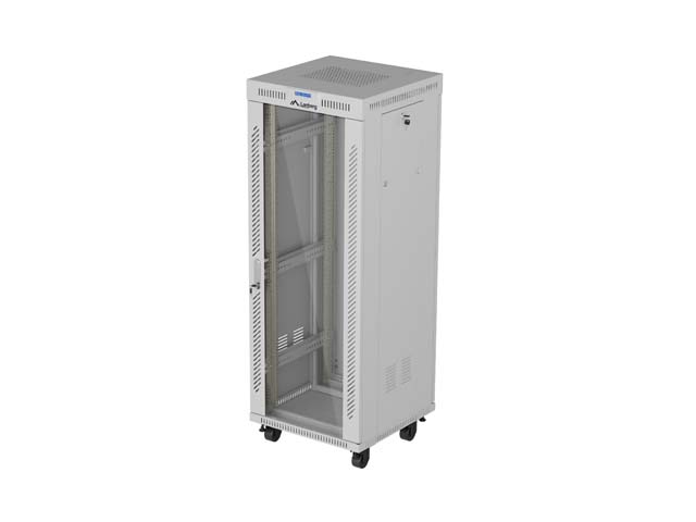 INSTALAČNÍ STOJAN 19'' 32U 600X600 ŠEDÉ SKLENĚNÉ DVEŘE LCD LANBERG (FLAT PACK) V2