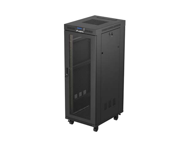 19'' VOLNĚ STOJÍCÍ RACKOVÁ SKŘÍŇ 32U 600X800 ČERNÁ LCD PERFOROVANÁ DVÍŘKA LANBERG (PLOCHÉ BALENÍ)