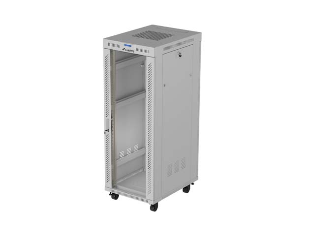 19'' VOLNĚ STOJÍCÍ RACKOVÁ SKŘÍŇ 32U 600X800 ŠEDÉ SKLENĚNÉ DVEŘE LCD LANBERG (FLAT PACK) V2