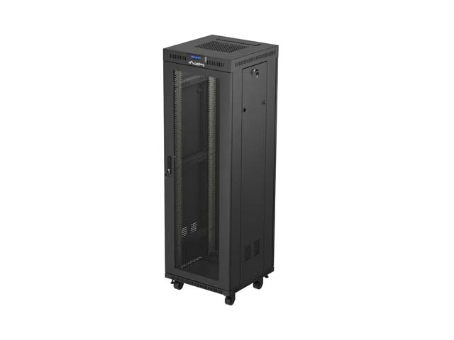 19'' VOLNĚ STOJÍCÍ RACKOVÁ SKŘÍŇ 37U 600X600 ČERNÁ LCD S PERFOROVANÝMI DVEŘMI LANBERG (PLOCHÉ BALENÍ)