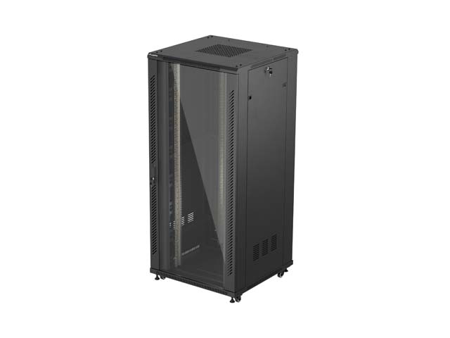 19'' VOLNĚ STOJÍCÍ RACKOVÁ SKŘÍŇ 37U 800X800 ČERNÉ SKLENĚNÉ DVEŘE LANBERG (PLOCHÉ BALENÍ)