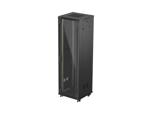 19'' VOLNĚ STOJÍCÍ RACKOVÁ SKŘÍŇ 42U/600X600 (FLAT PACK) S PROSKLENÝMI DVEŘMI ČERNÁ LANBERG