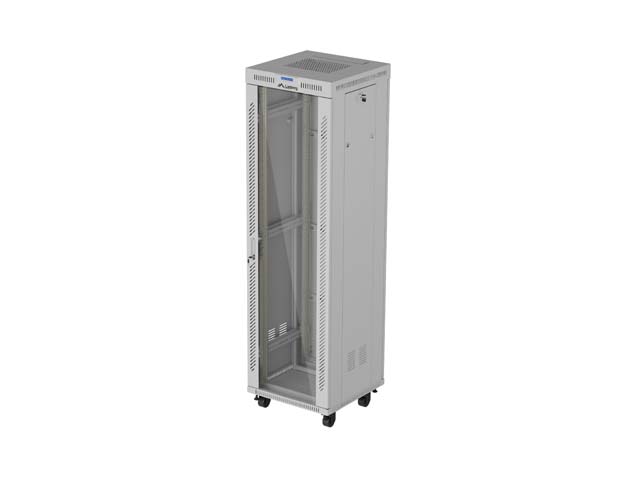 19'' VOLNĚ STOJÍCÍ RACKOVÁ SKŘÍŇ 42U 600X600 ŠEDÉ SKLENĚNÉ DVEŘE LCD LANBERG (FLAT PACK) V2